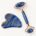 Gua Sha Facial Massage Stone w/ Roller - Blue Marble