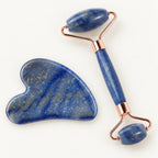 Gua Sha Facial Massage Stone w/ Roller - Blue Marble