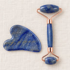 Gua Sha Facial Massage Stone w/ Roller - Blue Marble