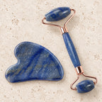 Gua Sha Facial Massage Stone w/ Roller - Blue Marble