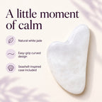 A little moment of calm. Natural white jade. Easy-grip curved design. Seashell-inspired case included